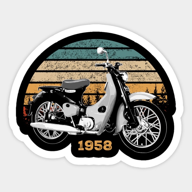 1958 Honda Super Cub Vintage Motorcycle Design Sticker by Madisen Harvey